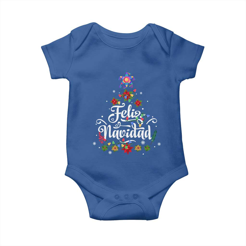 Christmas In Mexico Baby Onesie Feliz Navidad Pinata Star Xmas Tree TS11 Royal Blue Print Your Wear