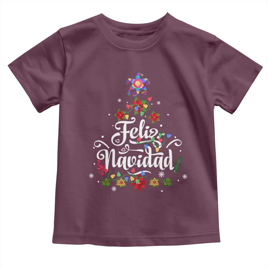 Christmas In Mexico Baby Shirt Feliz Navidad Pinata Star Xmas Tree TS11 Maroon Print Your Wear