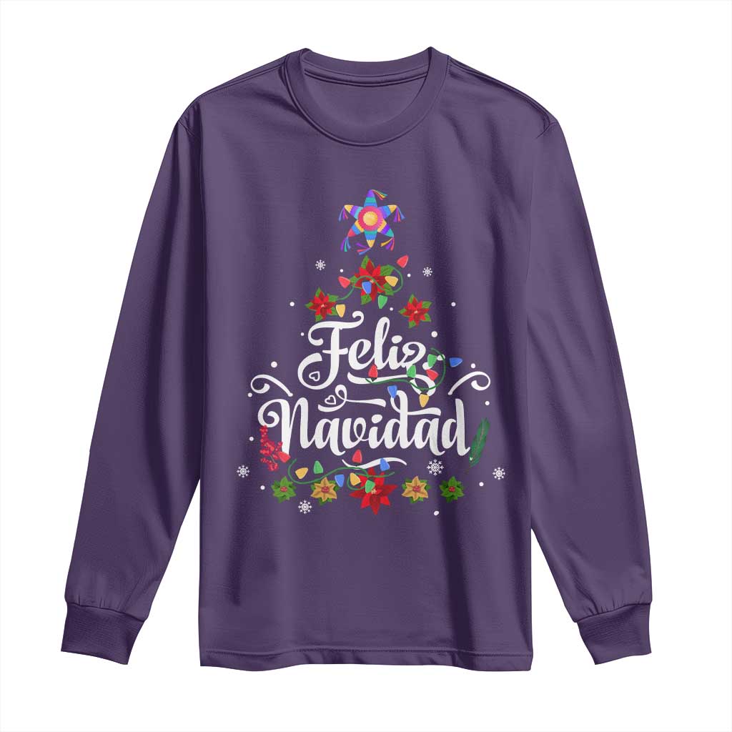 Christmas In Mexico Long Sleeve Shirt Feliz Navidad Pinata Star Xmas Tree TS11 Purple Print Your Wear