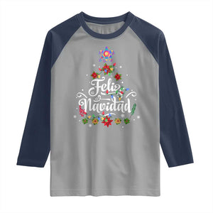 Christmas In Mexico Raglan Shirt Feliz Navidad Pinata Star Xmas Tree TS11 Sport Gray Navy Print Your Wear