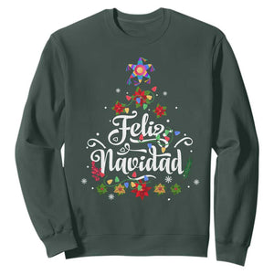 Christmas In Mexico Sweatshirt Feliz Navidad Pinata Star Xmas Tree TS11 Dark Forest Green Print Your Wear