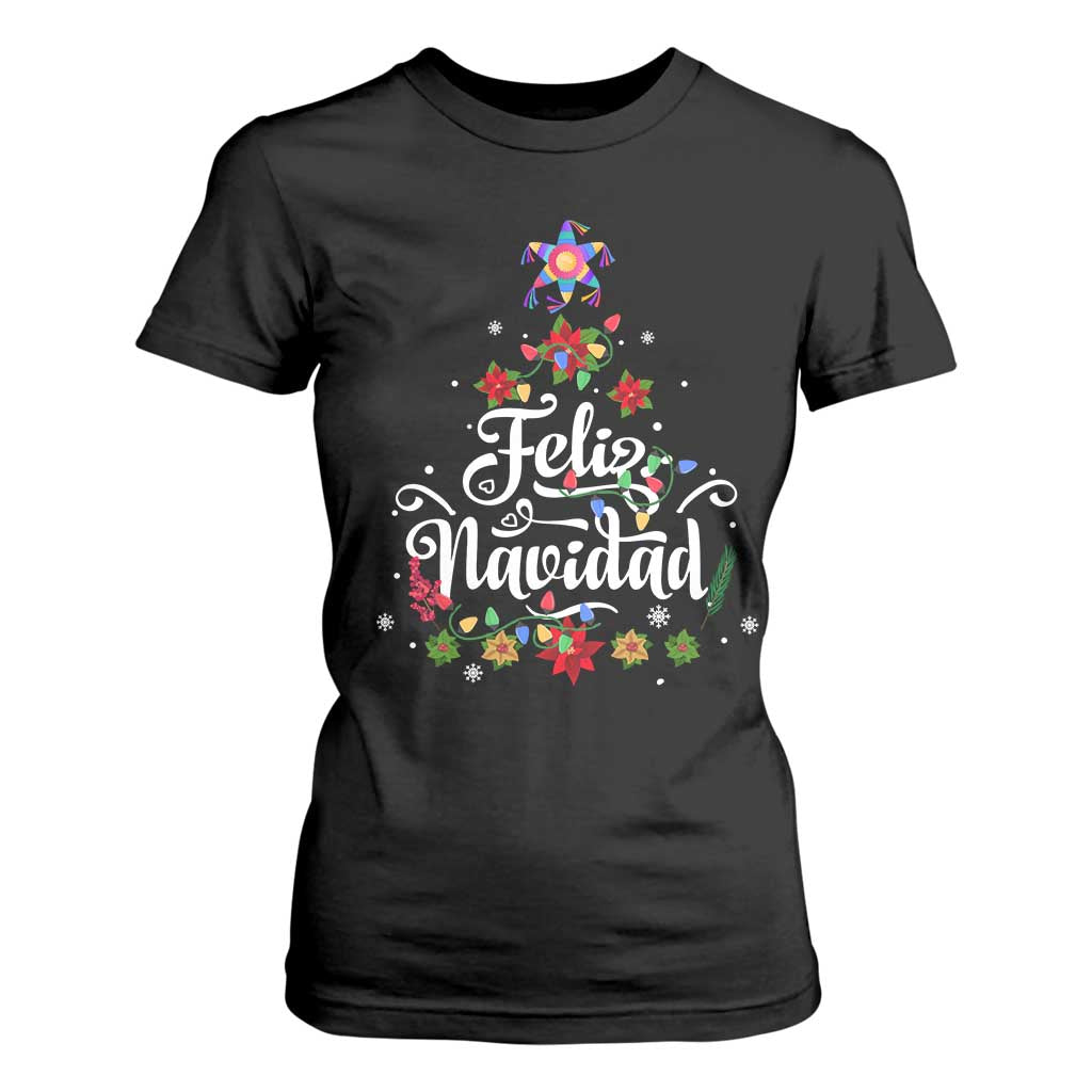 Christmas In Mexico T Shirt For Women Feliz Navidad Pinata Star Xmas Tree TS11 Black Print Your Wear