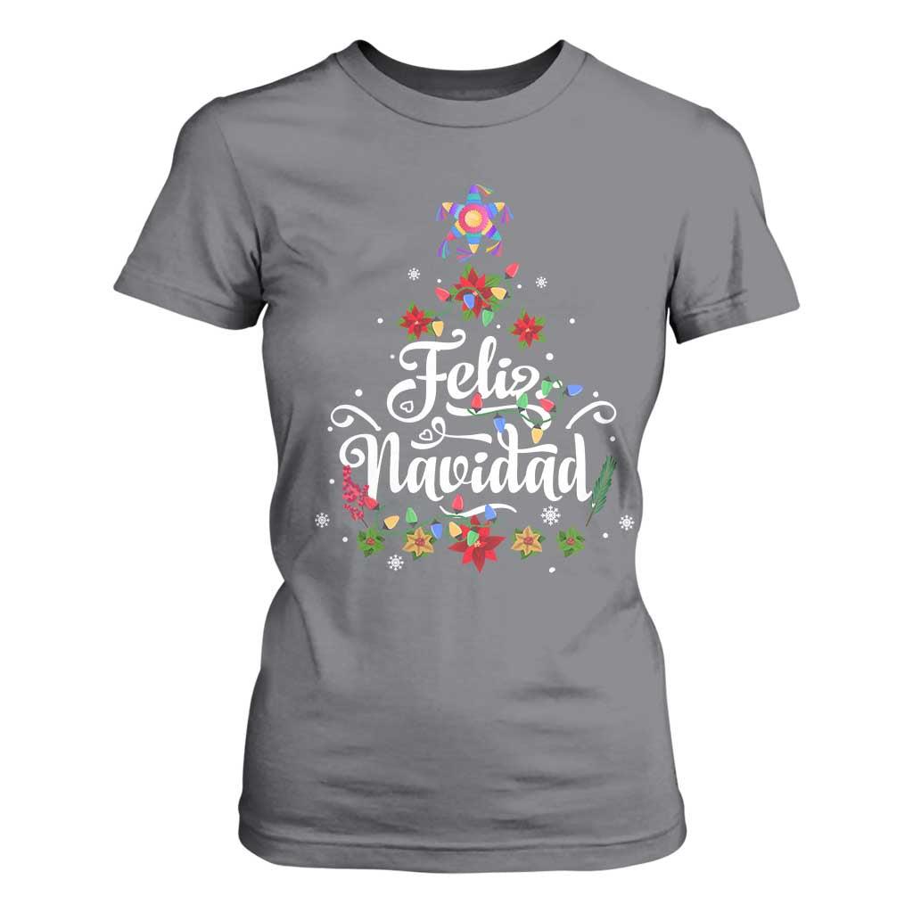 Christmas In Mexico T Shirt For Women Feliz Navidad Pinata Star Xmas Tree TS11 Charcoal Print Your Wear