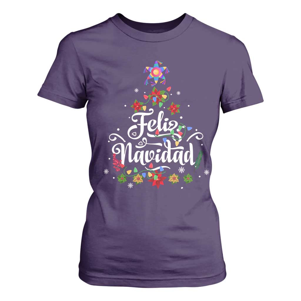 Christmas In Mexico T Shirt For Women Feliz Navidad Pinata Star Xmas Tree TS11 Purple Print Your Wear