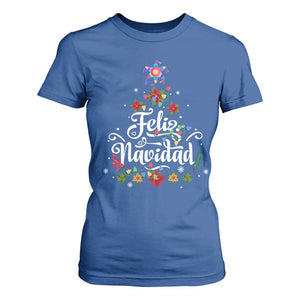 Christmas In Mexico T Shirt For Women Feliz Navidad Pinata Star Xmas Tree TS11 Royal Blue Print Your Wear