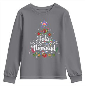 Christmas In Mexico Youth Sweatshirt Feliz Navidad Pinata Star Xmas Tree TS11 Charcoal Print Your Wear