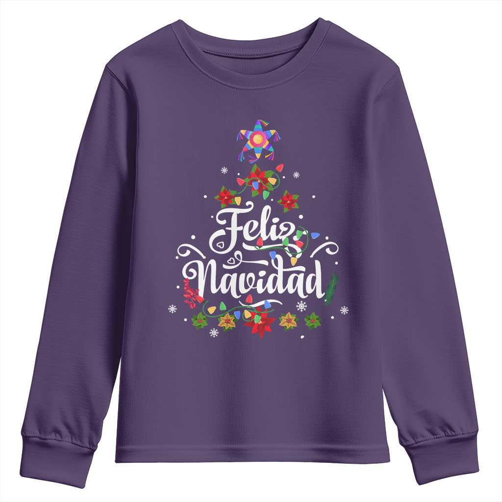 Christmas In Mexico Youth Sweatshirt Feliz Navidad Pinata Star Xmas Tree TS11 Purple Print Your Wear