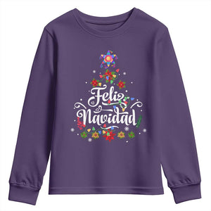 Christmas In Mexico Youth Sweatshirt Feliz Navidad Pinata Star Xmas Tree TS11 Purple Print Your Wear