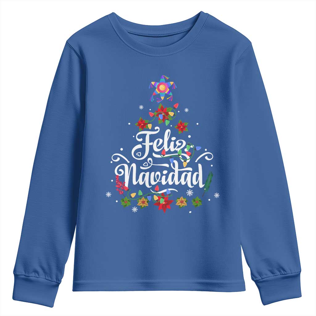 Christmas In Mexico Youth Sweatshirt Feliz Navidad Pinata Star Xmas Tree TS11 Royal Blue Print Your Wear
