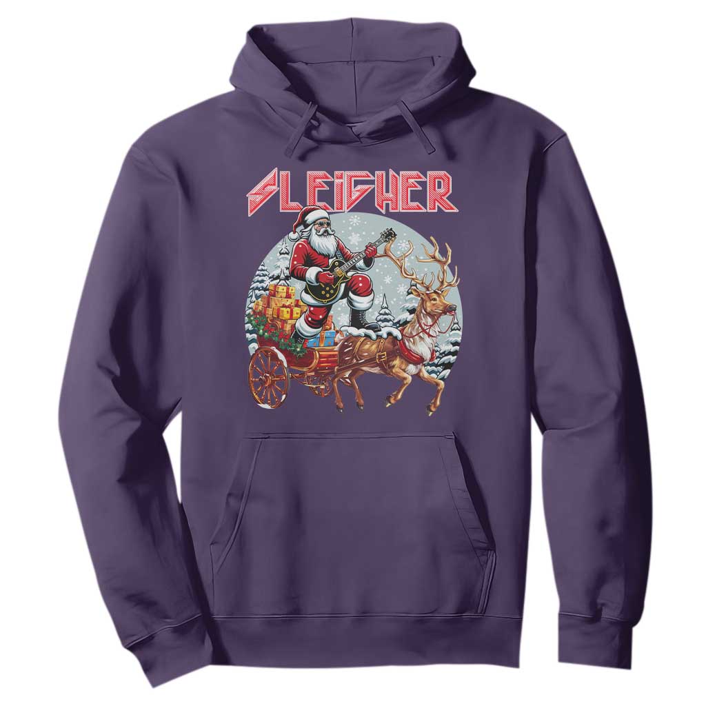 Funny Santa Heavy Metal Christmas Hoodie Sleigher Xmas Rock & Roll TS11 Purple Print Your Wear