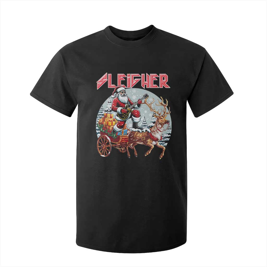 Funny Santa Heavy Metal Christmas T Shirt For Kid Sleigher Xmas Rock & Roll TS11 Black Print Your Wear