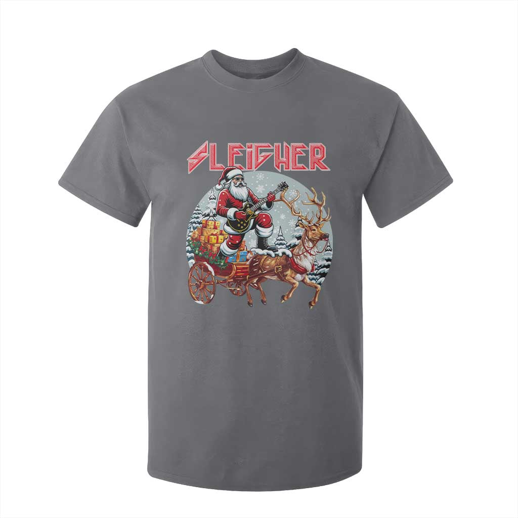 Funny Santa Heavy Metal Christmas T Shirt For Kid Sleigher Xmas Rock & Roll TS11 Charcoal Print Your Wear