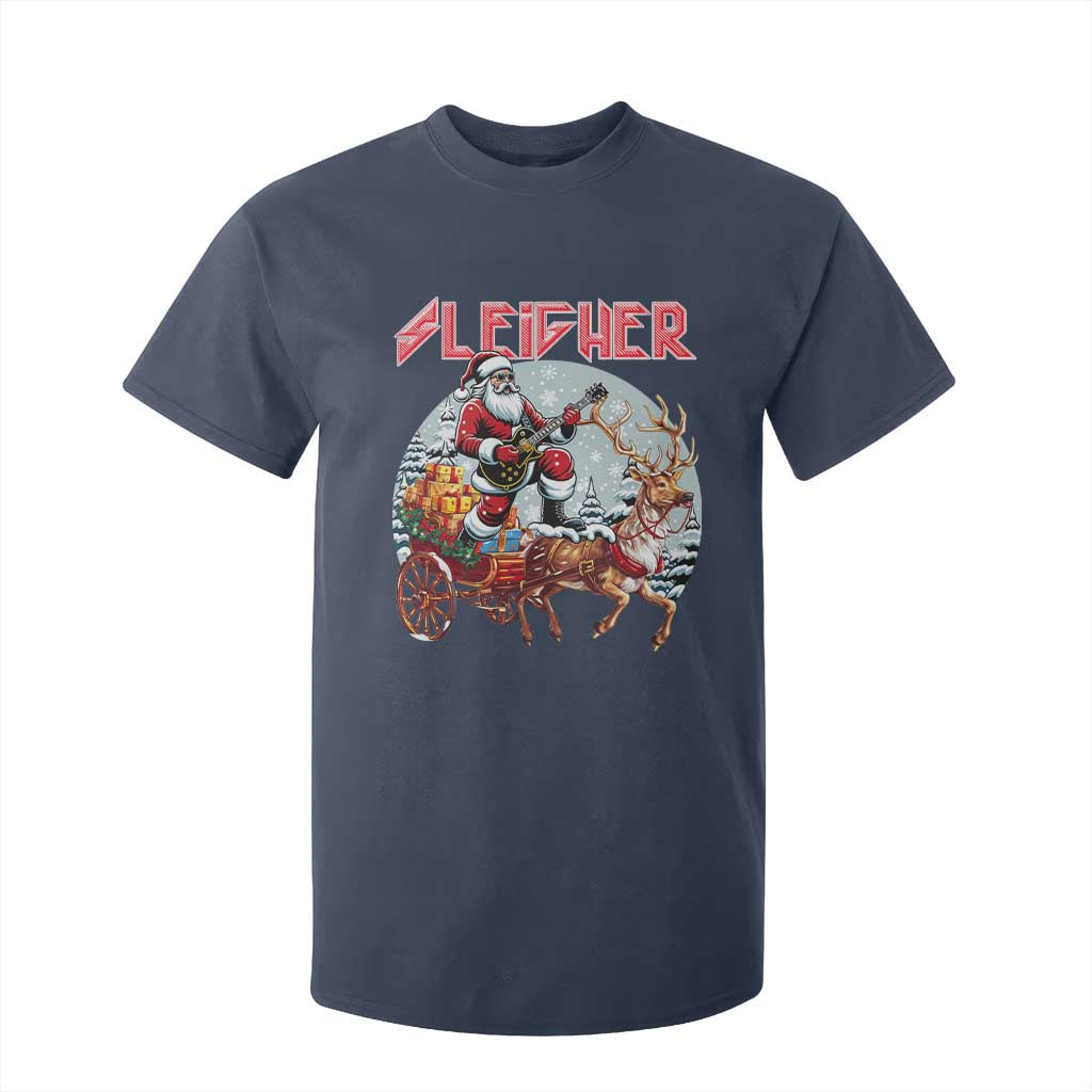 Funny Santa Heavy Metal Christmas T Shirt For Kid Sleigher Xmas Rock & Roll TS11 Navy Print Your Wear