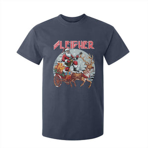 Funny Santa Heavy Metal Christmas T Shirt For Kid Sleigher Xmas Rock & Roll TS11 Navy Print Your Wear