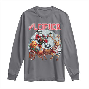 Funny Santa Heavy Metal Christmas Long Sleeve Shirt Sleigher Xmas Rock & Roll TS11 Charcoal Print Your Wear