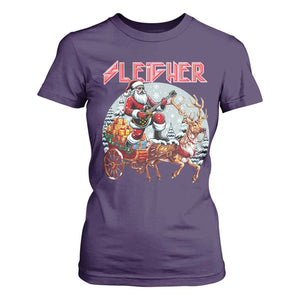 Funny Santa Heavy Metal Christmas T Shirt For Women Sleigher Xmas Rock & Roll TS11 Purple Print Your Wear
