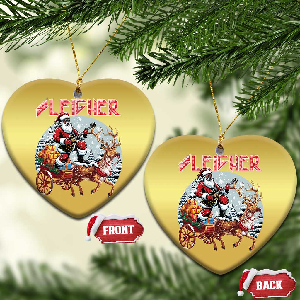 Funny Black Santa Heavy Metal Xmas Christmas Ornament Sleigher Xmas Rock & Roll TS11 Heart Gold Print Your Wear