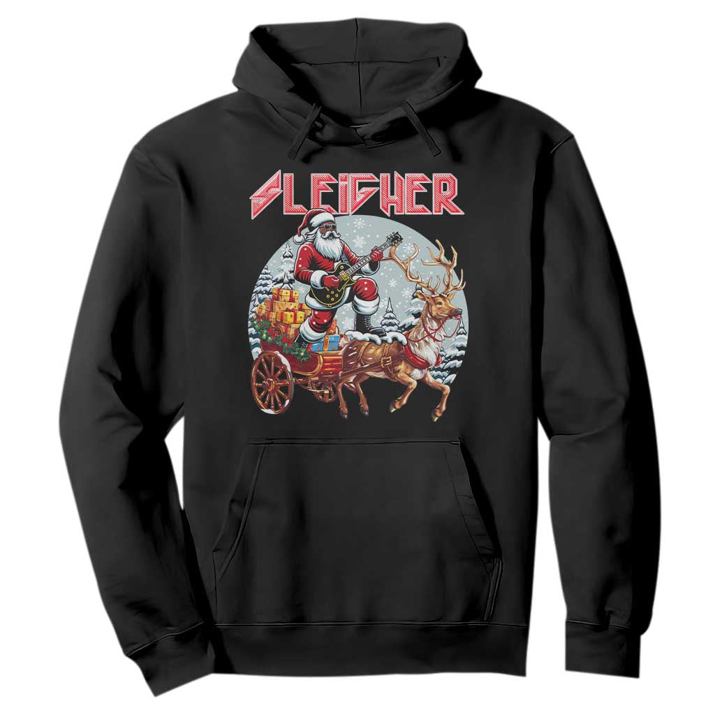 Funny Black Santa Heavy Metal Christmas Hoodie Sleigher Xmas Rock & Roll TS11 Black Print Your Wear