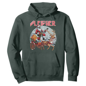 Funny Black Santa Heavy Metal Christmas Hoodie Sleigher Xmas Rock & Roll TS11 Dark Forest Green Print Your Wear