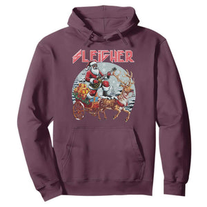 Funny Black Santa Heavy Metal Christmas Hoodie Sleigher Xmas Rock & Roll TS11 Maroon Print Your Wear