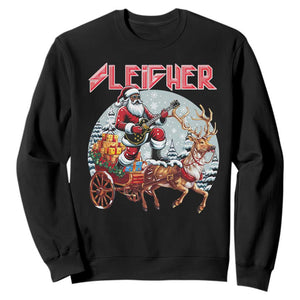 Funny Black Santa Heavy Metal Christmas Sweatshirt Sleigher Xmas Rock & Roll TS11 Black Print Your Wear