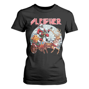 Funny Black Santa Heavy Metal Christmas T Shirt For Women Sleigher Xmas Rock & Roll TS11 Black Print Your Wear