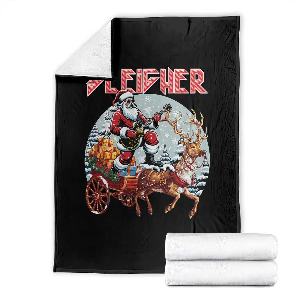 Funny Santa Heavy Metal Christmas Throw Blanket Sleigher Xmas Rock & Roll TS11 Black Print Your Wear