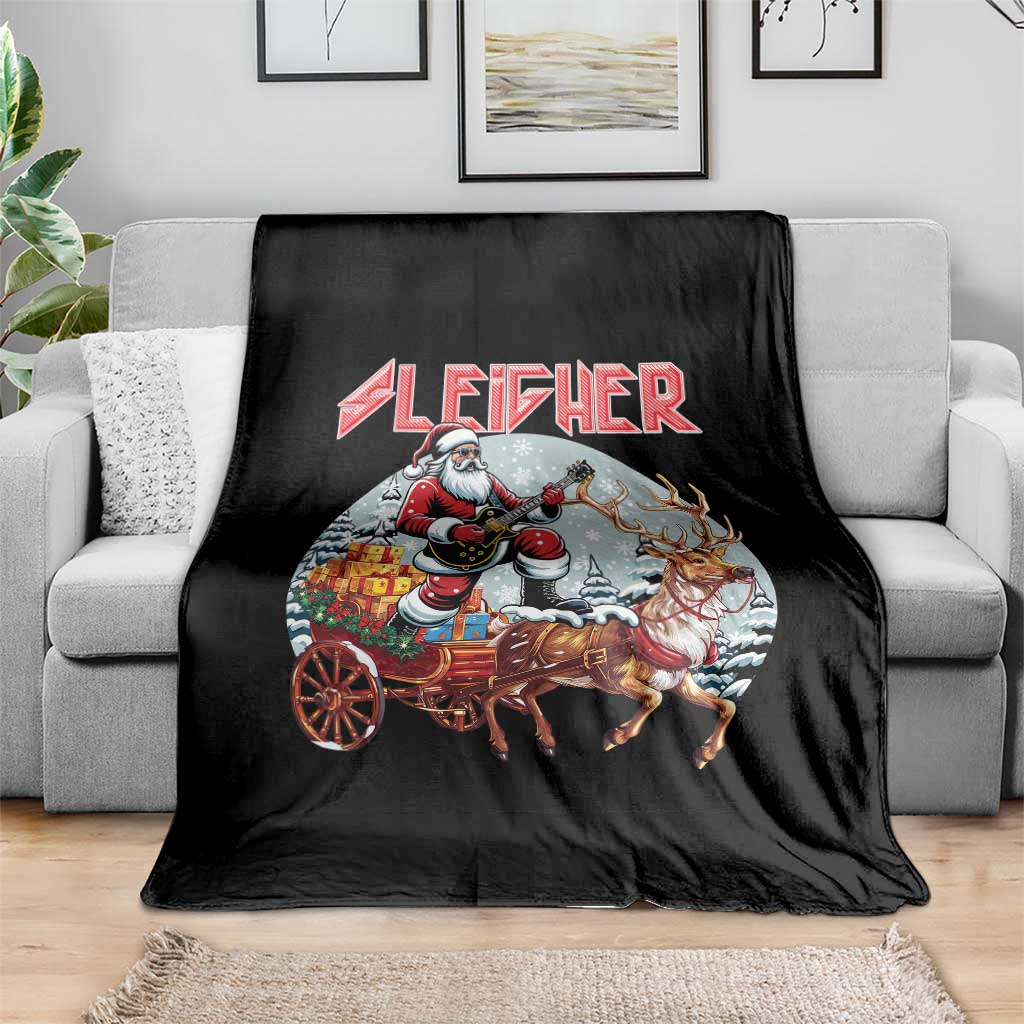 Funny Santa Heavy Metal Christmas Throw Blanket Sleigher Xmas Rock & Roll TS11 Print Your Wear