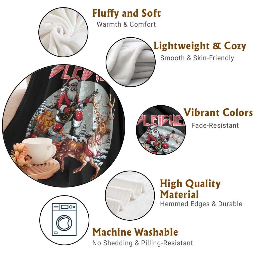 Funny Santa Heavy Metal Christmas Throw Blanket Sleigher Xmas Rock & Roll TS11 Print Your Wear