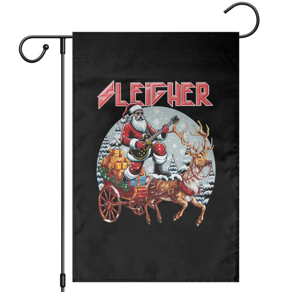 Funny Santa Heavy Metal Christmas Garden Flag Sleigher Xmas Rock & Roll TS11 Black Print Your Wear