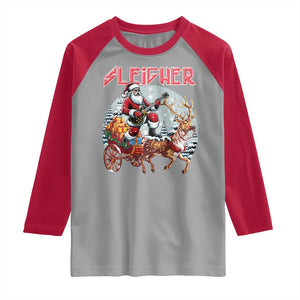 Funny Santa Heavy Metal Christmas Raglan Shirt Sleigher Xmas Rock & Roll TS11 Sport Gray Red Print Your Wear