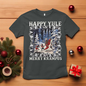 Happy Yule Merry Krampus T Shirt Vintage Krampus Black Cat TS11 Dark Heather Print Your Wear