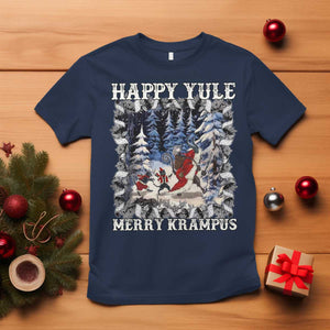 Happy Yule Merry Krampus T Shirt Vintage Krampus Black Cat TS11 Navy Print Your Wear