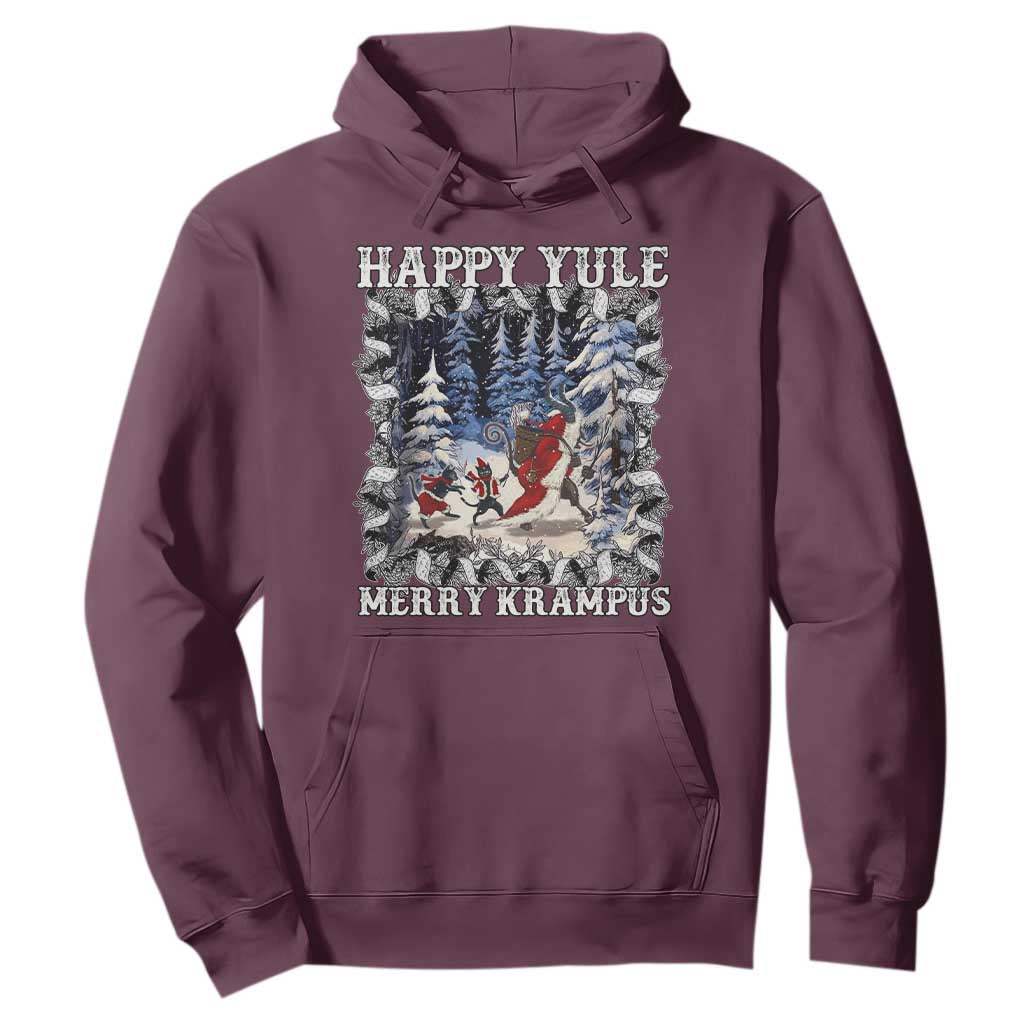 Happy Yule Merry Krampus Hoodie Vintage Krampus Black Cat TS11 Maroon Print Your Wear