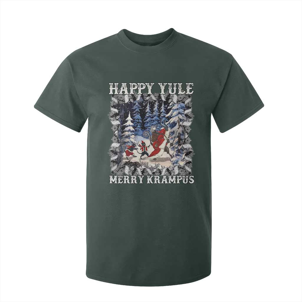Happy Yule Merry Krampus T Shirt For Kid Vintage Krampus Black Cat TS11 Dark Forest Green Print Your Wear