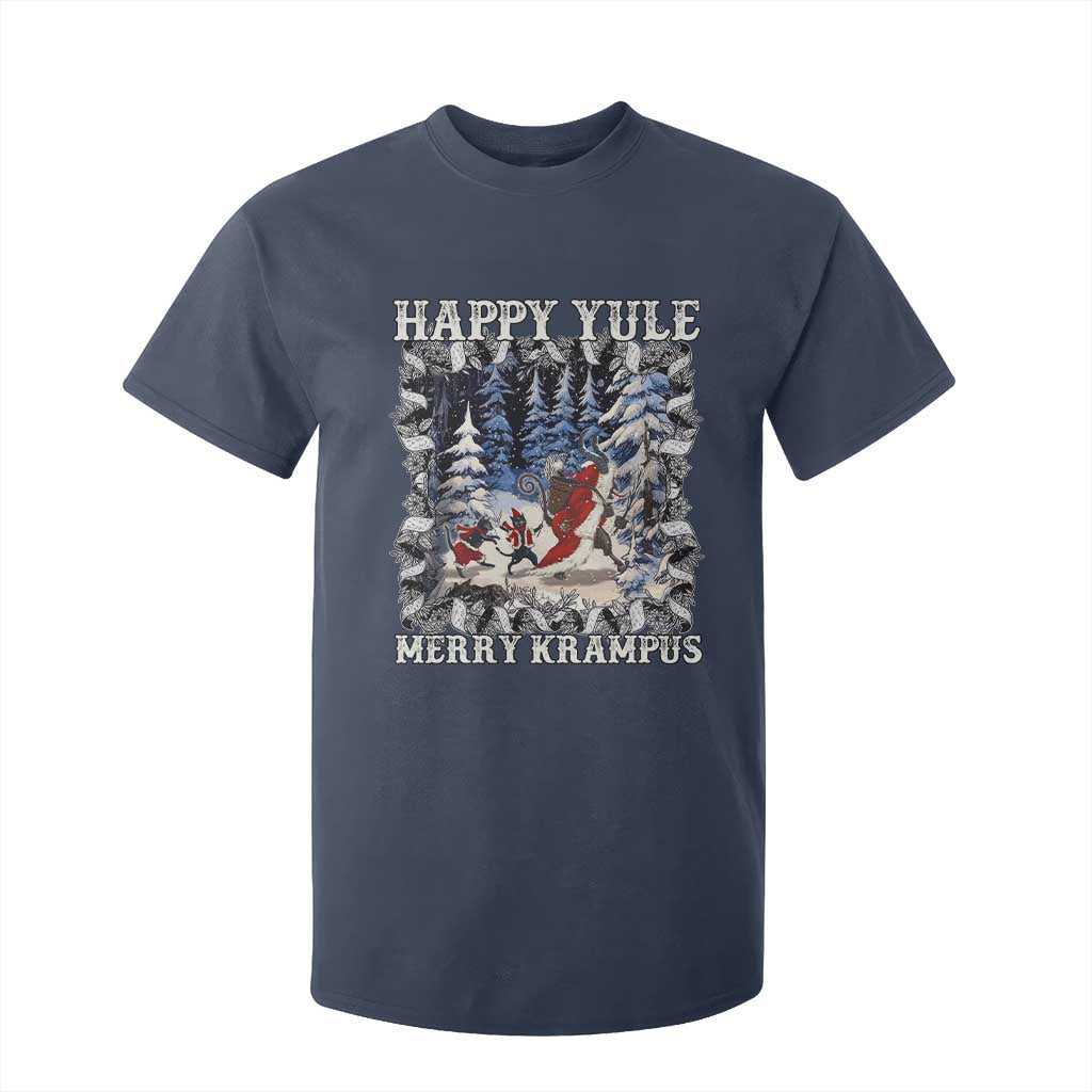 Happy Yule Merry Krampus T Shirt For Kid Vintage Krampus Black Cat TS11 Navy Print Your Wear
