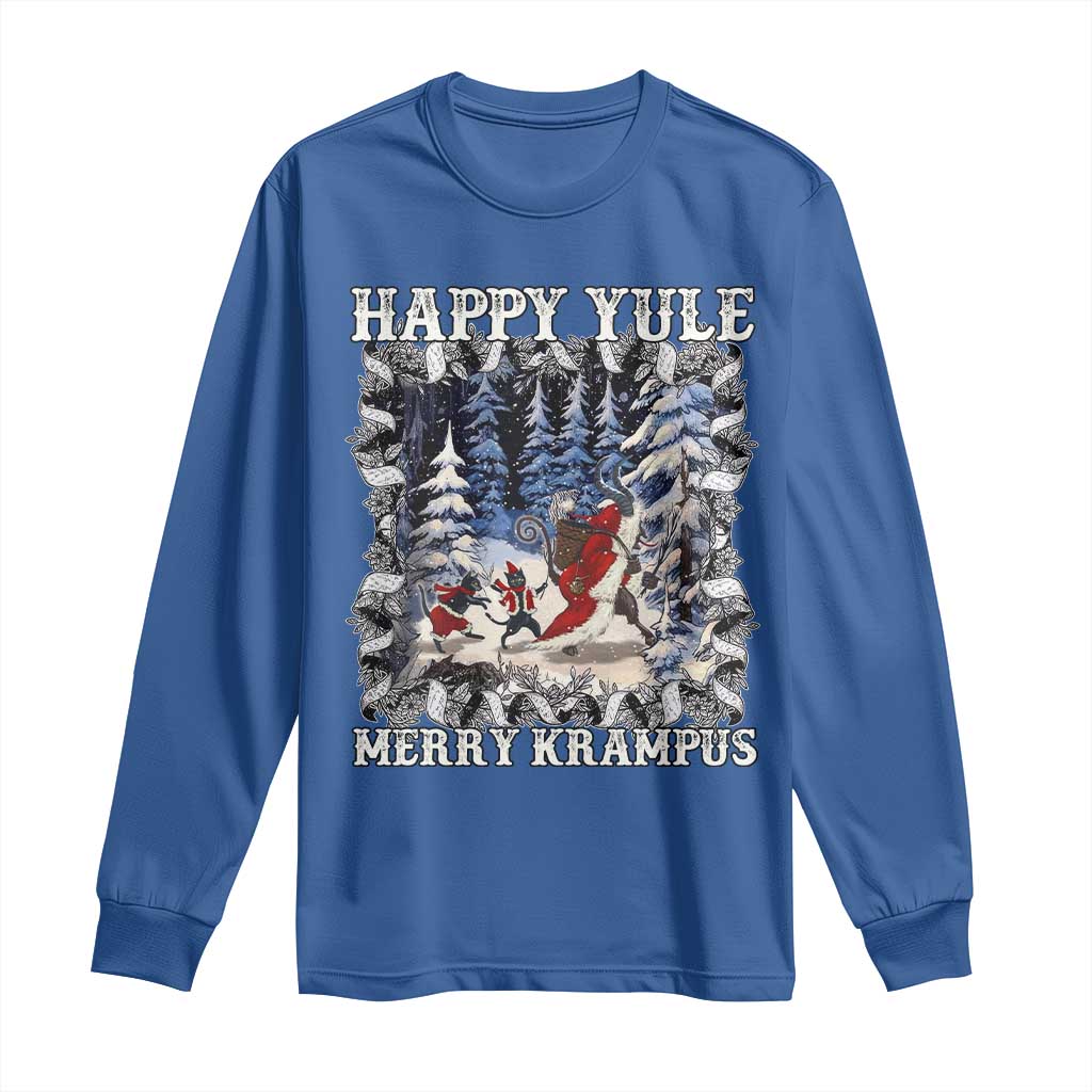 Happy Yule Merry Krampus Long Sleeve Shirt Vintage Krampus Black Cat TS11 Royal Blue Print Your Wear