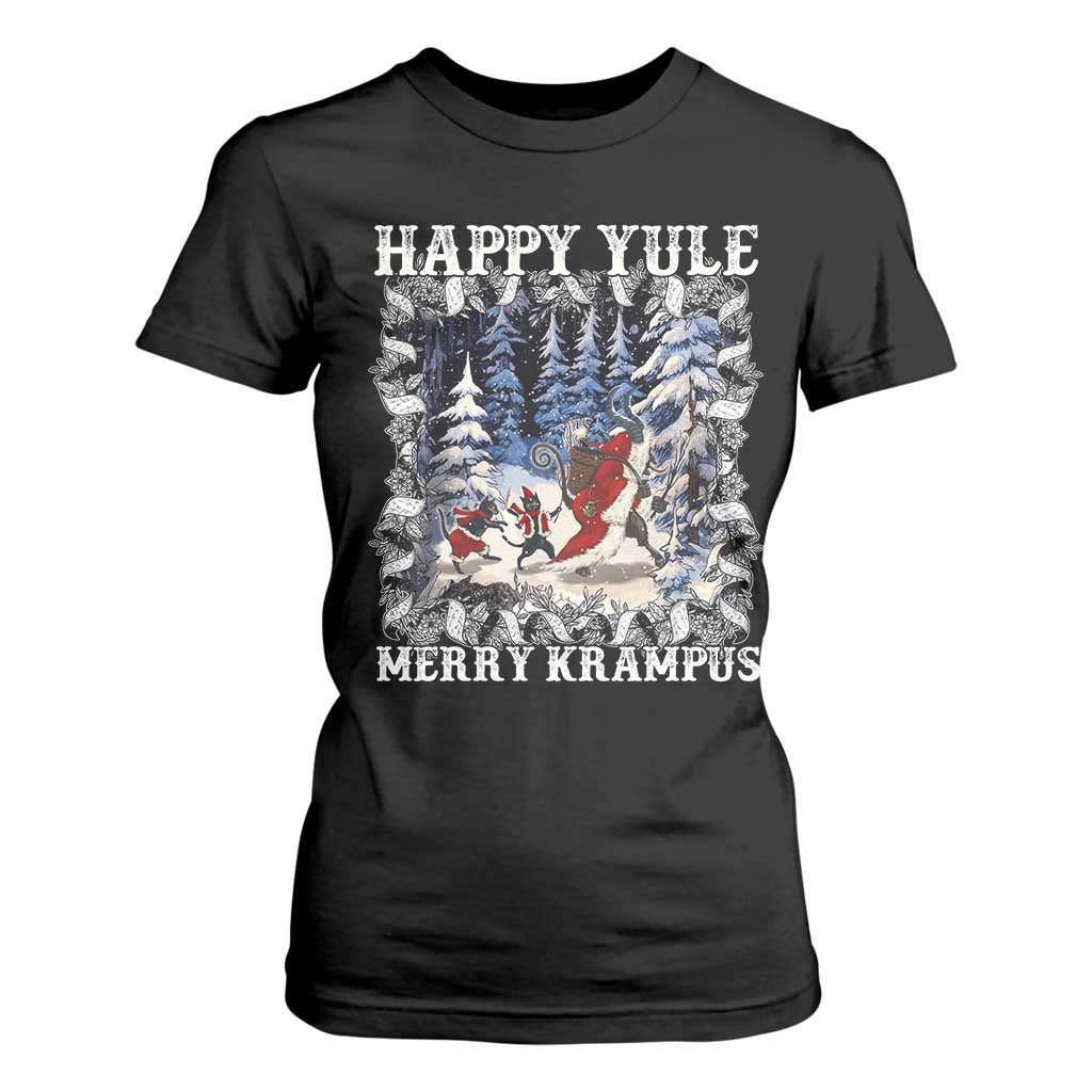 Happy Yule Merry Krampus T Shirt For Women Vintage Krampus Black Cat TS11 Black Print Your Wear