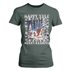 Happy Yule Merry Krampus T Shirt For Women Vintage Krampus Black Cat TS11 Dark Forest Green Print Your Wear