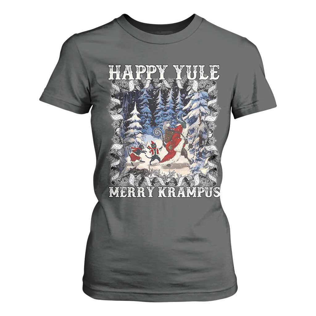 Happy Yule Merry Krampus T Shirt For Women Vintage Krampus Black Cat TS11 Dark Heather Print Your Wear