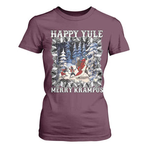 Happy Yule Merry Krampus T Shirt For Women Vintage Krampus Black Cat TS11 Maroon Print Your Wear