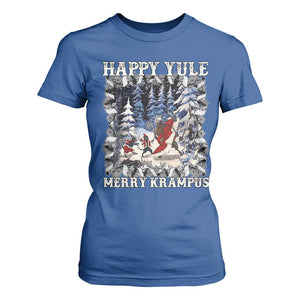 Happy Yule Merry Krampus T Shirt For Women Vintage Krampus Black Cat TS11 Royal Blue Print Your Wear