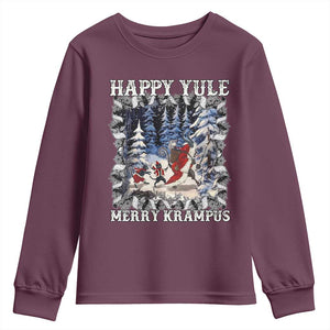 Happy Yule Merry Krampus Youth Sweatshirt Vintage Krampus Black Cat TS11 Maroon Print Your Wear