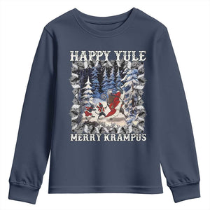 Happy Yule Merry Krampus Youth Sweatshirt Vintage Krampus Black Cat TS11 Navy Print Your Wear