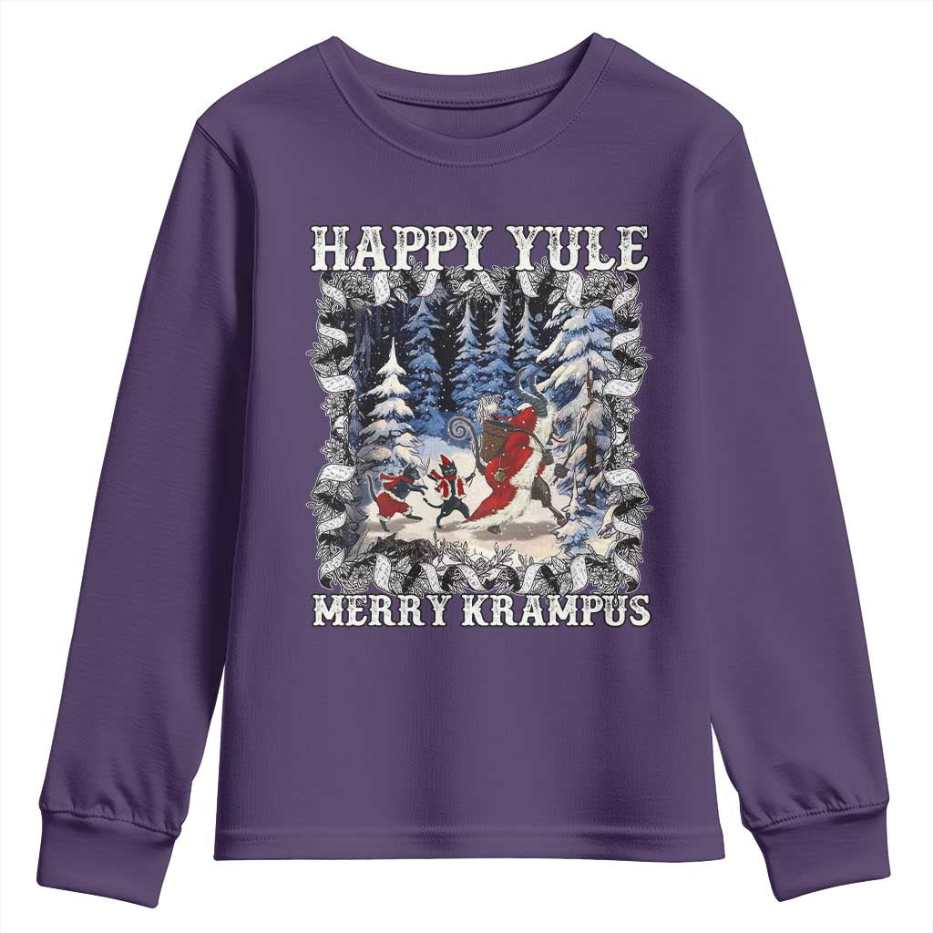 Happy Yule Merry Krampus Youth Sweatshirt Vintage Krampus Black Cat TS11 Purple Print Your Wear