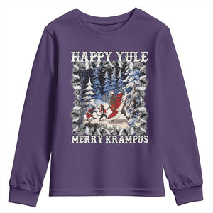 Happy Yule Merry Krampus Youth Sweatshirt Vintage Krampus Black Cat TS11 Purple Print Your Wear