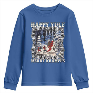 Happy Yule Merry Krampus Youth Sweatshirt Vintage Krampus Black Cat TS11 Royal Blue Print Your Wear