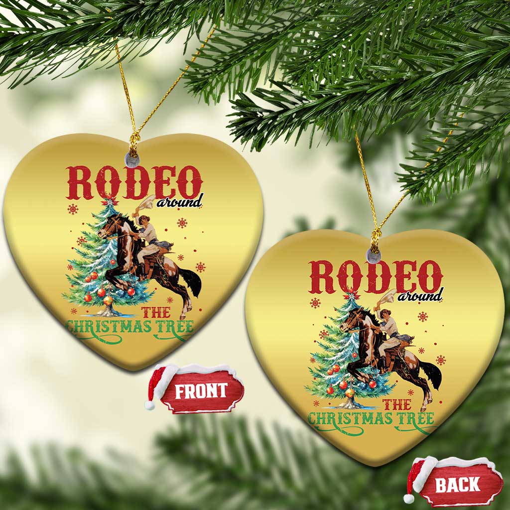 Western Xmas Christmas Ornament Rodeo Around The Christmas Tree Cowgirl TS11 Heart Gold Print Your Wear