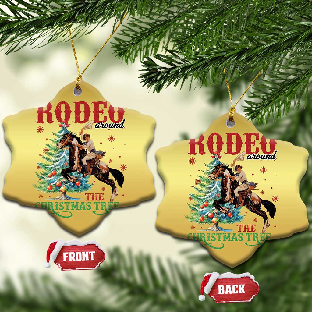 Western Xmas Christmas Ornament Rodeo Around The Christmas Tree Cowgirl TS11 Snow Flake Gold Print Your Wear