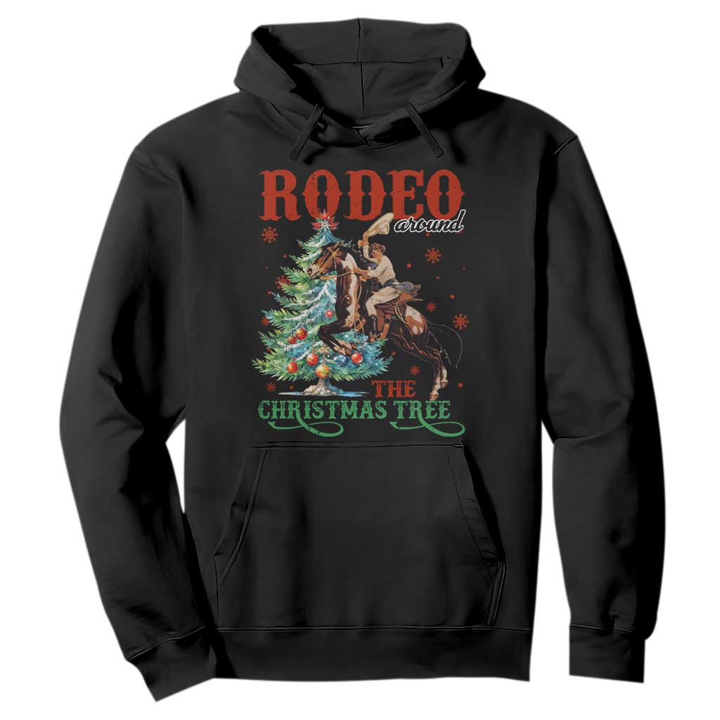 Western Christmas Hoodie Rodeo Around The Christmas Tree Cowgirl TS11 Black Print Your Wear
